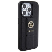 Guess Grip Stand 4G Saffiano Strass case for iPhone 15 Pro Max - black