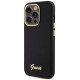 Guess Silicone Script Metal Logo & Frame iPhone 15 Pro Max Case - Black