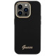 Guess Silicone Script Metal Logo & Frame iPhone 15 Pro Max Case - Black
