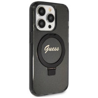 Guess Ring Stand Script Glitter MagSafe case for iPhone 15 Pro - black