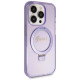 Guess Ring Stand Script Glitter MagSafe case for iPhone 14 Pro Max - purple