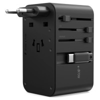 Choetech PD5022 70W EU/US/AUS/UK Travel Adapter with Built-in USB-C Cable - Black
