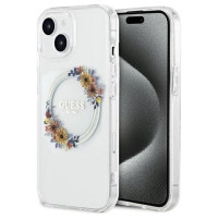 Guess IML Flowers Wreatch MagSafe Case for iPhone 15 / 14 / 13 - Transparent