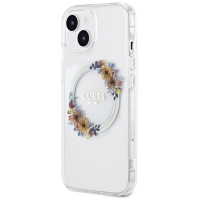 Guess IML Flowers Wreatch MagSafe Case for iPhone 15 / 14 / 13 - Transparent