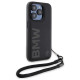BMW Signature Leather Wordmark Cord case for iPhone 15 Pro Max - black