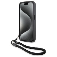 BMW Signature Leather Wordmark Cord case for iPhone 15 Pro Max - black