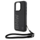 BMW Signature Leather Wordmark Cord case for iPhone 15 Pro Max - black