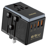 Dudao A65Pro 65W EU / US / JP / AUS / UK travel adapter 2x USB-C 2x USB-A - black