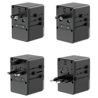 Dudao A65Pro 65W EU / US / JP / AUS / UK travel adapter 2x USB-C 2x USB-A - black