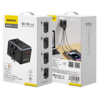 Dudao A65Pro 65W EU / US / JP / AUS / UK travel adapter 2x USB-C 2x USB-A - black