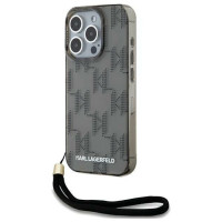 Karl Lagerfeld IML Mono KL Pattern & Cord case for iPhone 15 Pro Max - black