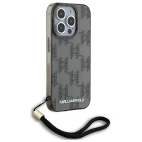 Karl Lagerfeld IML Mono KL Pattern & Cord case for iPhone 15 Pro Max - black