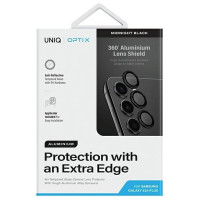 Uniq Optix Aluminum Camera Lens Protector for Samsung Galaxy S24+ camera lens with applicator - black