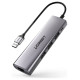 Ugreen CM266 60812 5in1 USB-A 3.0 - RJ45 / 3x USB-A 3.0 / micro USB adapter - gray
