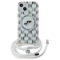 Karl Lagerfeld IML Crossbody Monogram Karl & Choupette Head MagSafe Case for iPhone 15 / 14 / 13 - Transparent