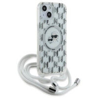 Karl Lagerfeld IML Crossbody Monogram Karl & Choupette Head MagSafe Case for iPhone 15 / 14 / 13 - Transparent