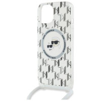 Karl Lagerfeld IML Crossbody Monogram Karl & Choupette Head MagSafe Case for iPhone 15 / 14 / 13 - Transparent