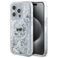 Karl Lagerfeld Liquid Glitter Karl Head MagSafe case for iPhone 15 Pro Max - transparent