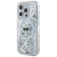 Karl Lagerfeld Liquid Glitter Karl Head MagSafe case for iPhone 15 Pro Max - transparent