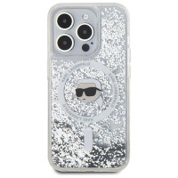 Karl Lagerfeld Liquid Glitter Karl Head MagSafe case for iPhone 15 Pro Max - transparent