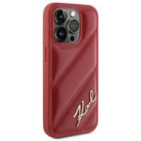 Karl Lagerfeld Diagonal Quilted Script case for iPhone 15 Pro Max - red