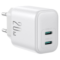 Joyroom JR-TCF12 mains charger 2x USB-C 20W PD / QC 3.0 - white