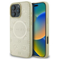 Guess Saffiano Peony Classic Logo MagSafe case for iPhone 16 Pro - gold