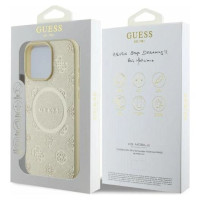 Guess Saffiano Peony Classic Logo MagSafe case for iPhone 16 Pro - gold