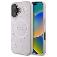 Guess Saffiano Peony Classic Logo MagSafe iPhone 16 Case - Pink
