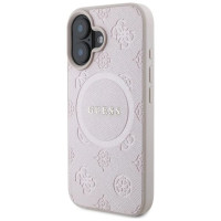Guess Saffiano Peony Classic Logo MagSafe iPhone 16 Case - Pink