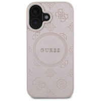 Guess Saffiano Peony Classic Logo MagSafe iPhone 16 Case - Pink