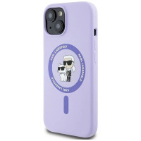 Karl Lagerfeld Silicone Karl&Choupette Heads Ring MagSafe iPhone 15 Case - Purple