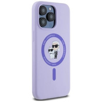 Karl Lagerfeld Silicone Karl&Choupette Heads Ring MagSafe Case for iPhone 15 Pro Max - Purple