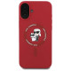 Karl Lagerfeld Silicone Karl&Choupette Heads Ring MagSafe Case for iPhone 16 Plus - Red