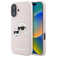 Karl Lagerfeld Silicone Case Heads Print MagSafe for iPhone 16 Plus - Pink