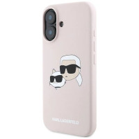 Karl Lagerfeld Silicone Case Heads Print MagSafe for iPhone 16 Plus - Pink