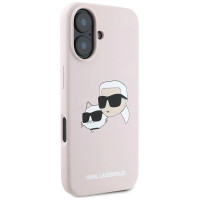 Karl Lagerfeld Silicone Case Heads Print MagSafe for iPhone 16 Plus - Pink