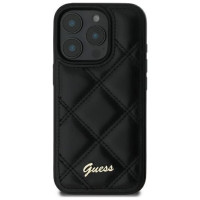 Guess Quilted Metal Logo iPhone 16 Pro Max Case - Black