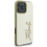 Karl Lagerfeld Metal Signature iPhone 16 Pro Case - Gold