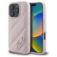 Karl Lagerfeld Quilted Signature iPhone 16 Pro Case - Pink