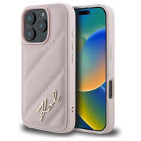 Karl Lagerfeld Quilted Signature iPhone 16 Pro Max Case - Pink