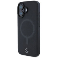 Mercedes Plain Smooth Leather MagSafe iPhone 16 Case - Black