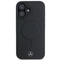 Mercedes Plain Smooth Leather MagSafe iPhone 16 Case - Black