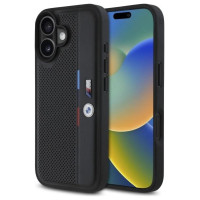 BMW M Perforated Tricolor Detail Line iPhone 16 Case - Black