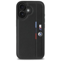 BMW M Perforated Tricolor Detail Line iPhone 16 Case - Black