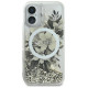 Guess Liquid Glitter Flower MagSafe iPhone 16 Case - Beige