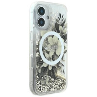 Guess Liquid Glitter Flower MagSafe iPhone 16 Case - Beige