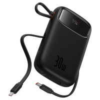 Baseus QPow 2 30W 10000mAh Power Bank with Built-in USB-C Cables - Black