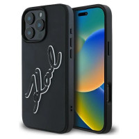Karl Lagerfeld 3D Rubber Bicolor Signature iPhone 16 Pro Case - Black