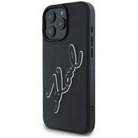 Karl Lagerfeld 3D Rubber Bicolor Signature iPhone 16 Pro Case - Black